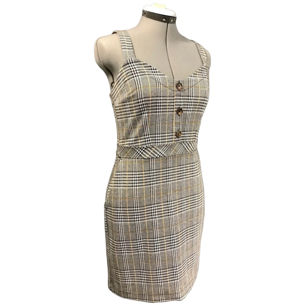 NWT Abercrombie & Fitch Plaid Retro Sleeveless Dress M Medium Knee Pockets New